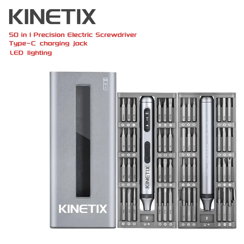 KINETIX MAX 3.7V MiniElectric 50-in-1 Magnetic Bits 5/32"HexMagnetic Storage, Repair Tool Set for Phone CameraLaptop CordlesslPrecision Kit with LED Right Angle Screwdriver tools electric screwdriver set  tools and gadgets tools and gadgets for him gift