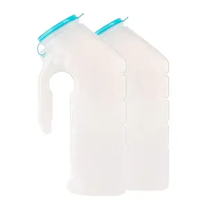 Male Urinal with Glow in The Dark Lid (2 Bottles) 32 Oz Urine Bottles for Men - Pee Bottles for Hospitals, Emergency and Travel