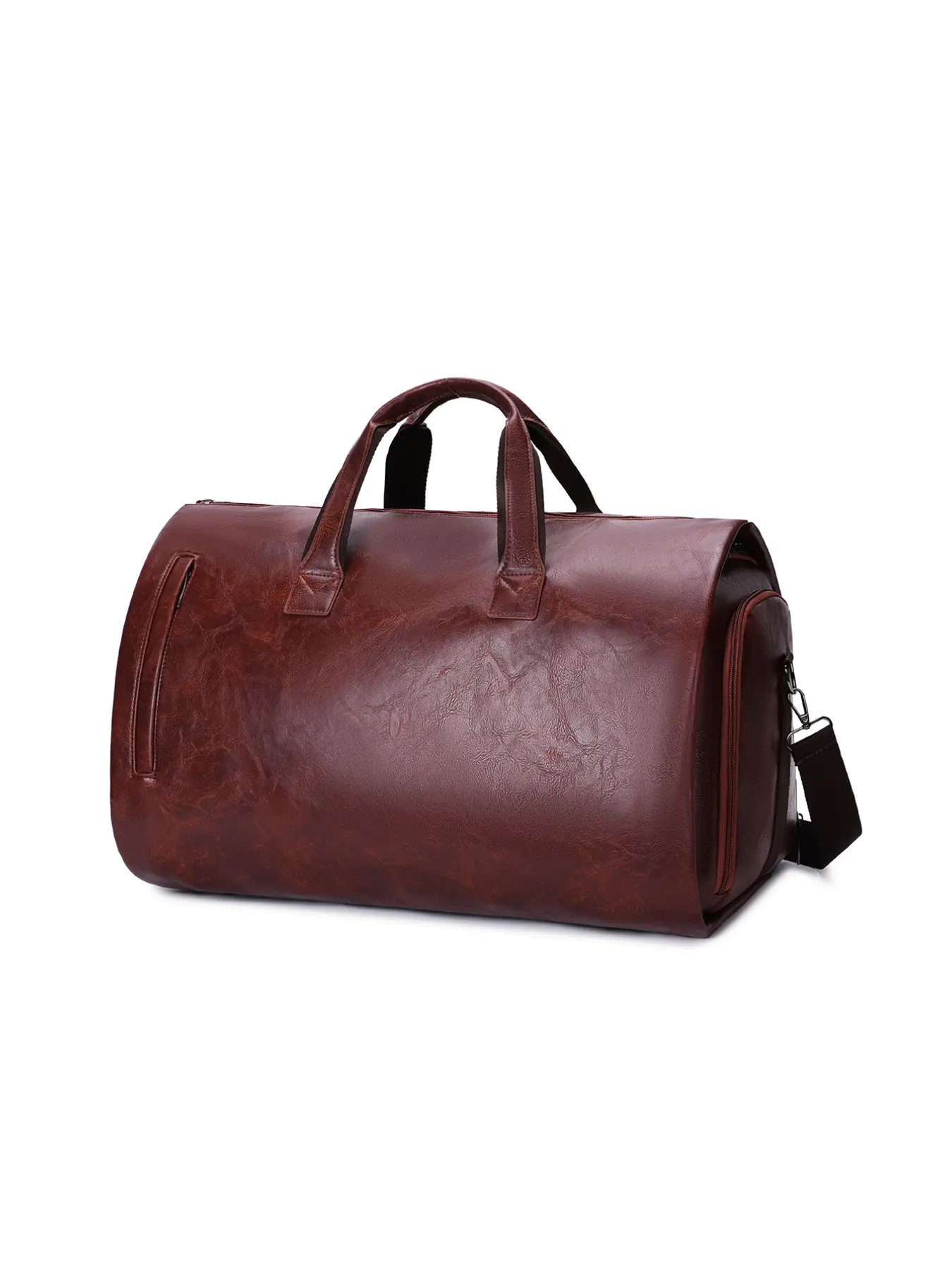 Vintage Leather Travel Garment Duffel Bag Business Trip Luggage Multifunctional Travel Duffels - Convertible Suit Carrier with Shoe Compartment for Business Trips Travel Duffle Bag