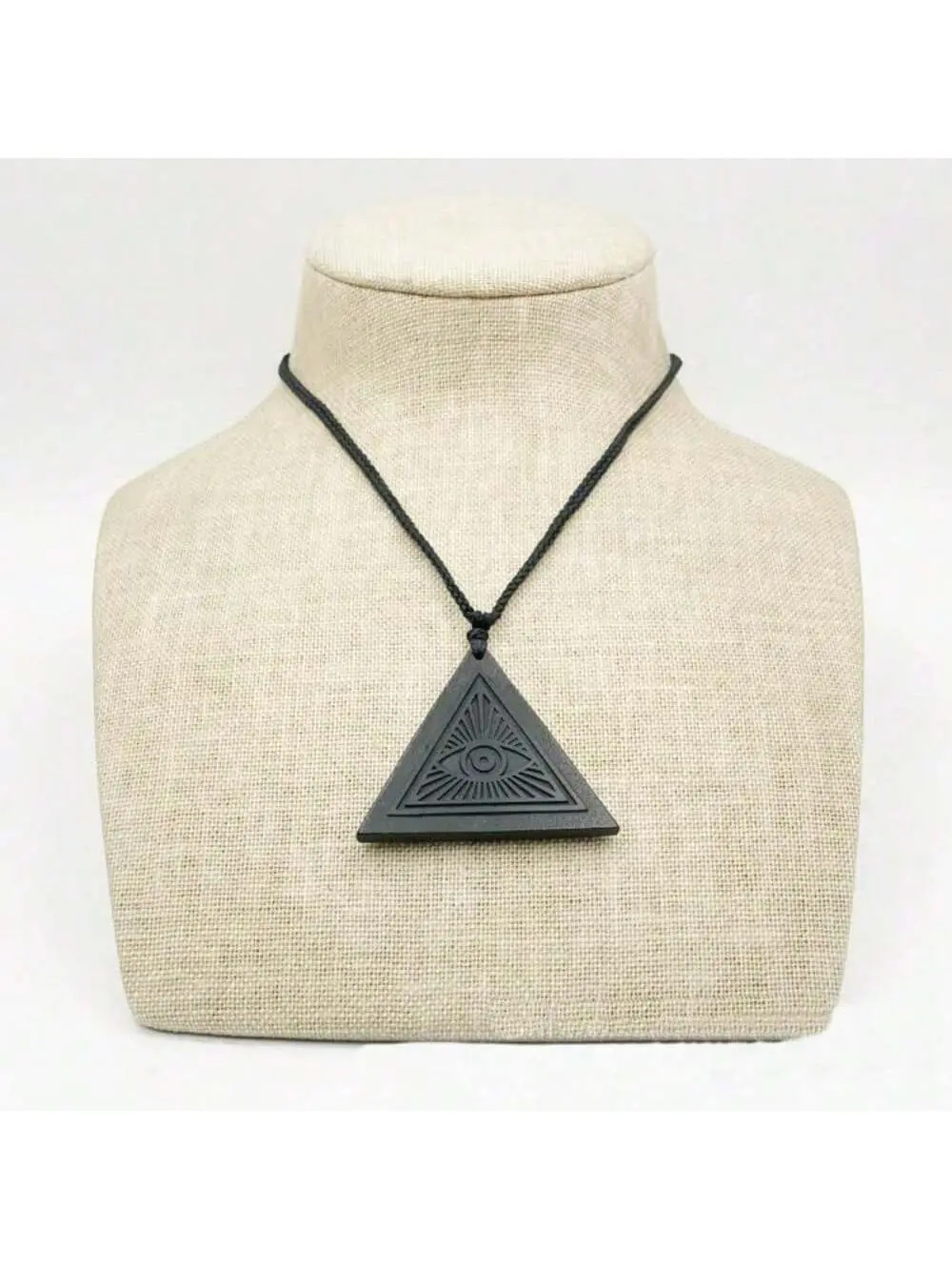 Shungite Necklace Eye Triangle Pendant  Black  Stone
