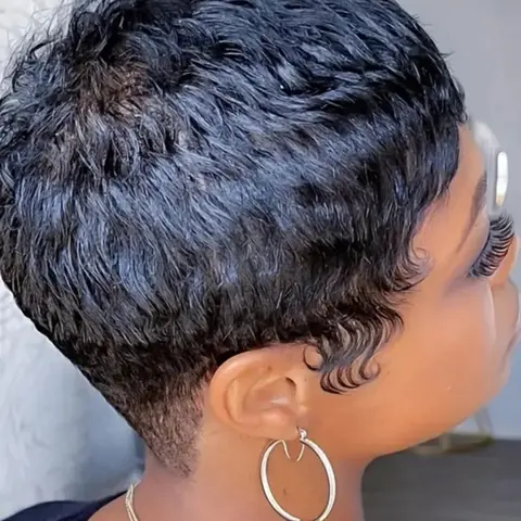 Short Pixie Cut Human Hair Wig straight Wig with Bangs for Women Hair Pixie Cut Wigs