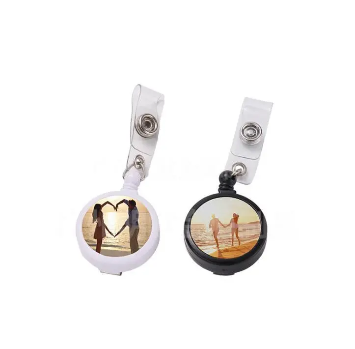 sublimation 32mm White or Black Blank retractable reel badge Holder Nurse, Doctor, MD, RN