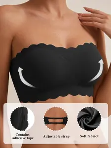 Strapless Jelly Anti-slip Bandeau Bra for Women, No Slip Push Up, Seamless Invisible Off Shoulder Bra Underwear