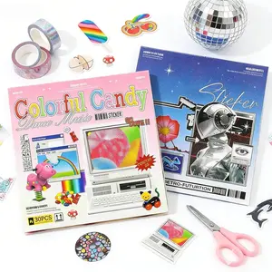 【Summervibes】Cool Cyberpunk Sticker Book, 30 Pages Per Book, Retro Futuristic & Sci-Fi Aesthetic Stickers for Journaling, Scrapbooking & DIY Crafts
