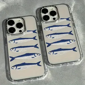 Anti-Shock Case With Metal Frame And Fish Design, For IPhone 17 PRO MAX And IPhone 16 15 14 13 12 11 PRO MAX PLUS And IPhone 16E 17 AIR Series Mobile Phone Case