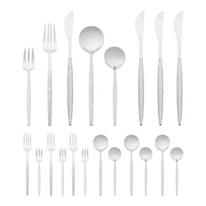 REGALWOVEN 20 Pcs Silverware Set, Stainless Steel Flatware with Knife, Spoons and Forks Set, Mirror Polished Cutlery Set, Serving Utensils Set 20 PCS Silver