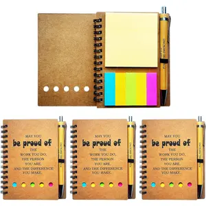 4 Set Spiral Notebook with Pen,60 Sheets,Office/School Supplies,5.7 x 4.1 in,Bulk Inspirational Journals Notepads,Employee Appreciation Gifts,Small Notebooks for Students Teachers Women Men Work & Note (4 SET)