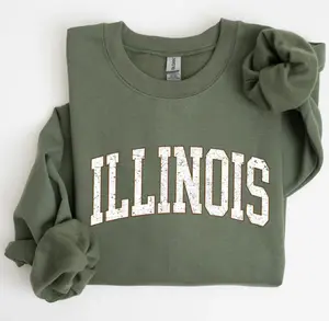 Sweatshirt Illinois Football – College Sports Game Day Team Crewneck, Big Game Touchdown Tailgate Fan Gift