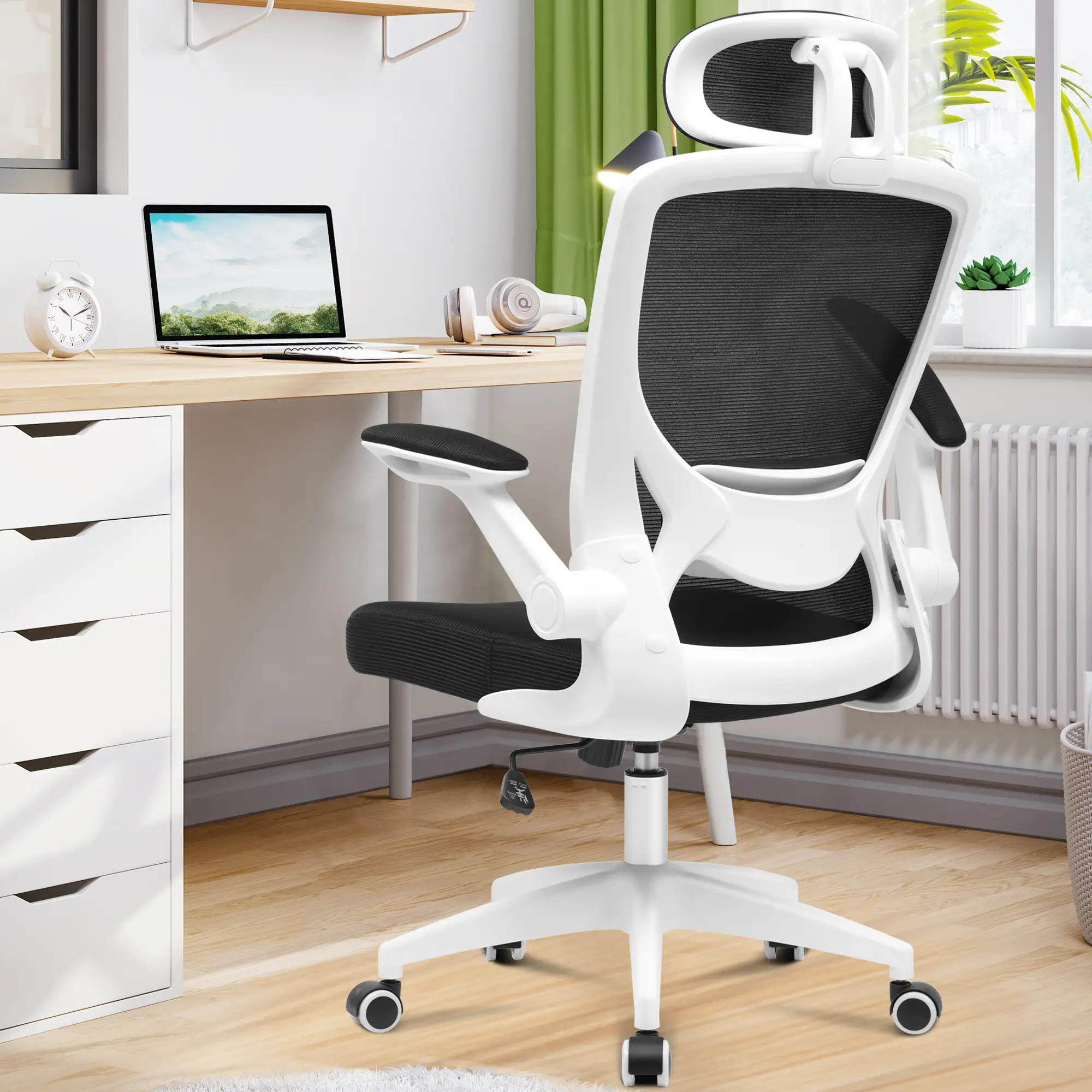 [Black Friday & Cyber Monday]Office Chair, Breathable Mesh Desk Chair, Lumbar Support Computer Chair with Headrest and Flip-up Arms, Swivel Task Chair