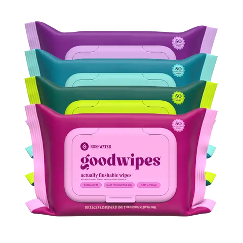 Goodwipes Variety Pack - Extra Large Flushable Wipes, 40% Larger Than Average, Plant-Based Fibers, Safe for Sewer & Septic Systems - 4 pack of 50ct
