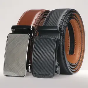 Men’s 2-Pack Automatic Buckle Leather Belts for Business Use, Belt