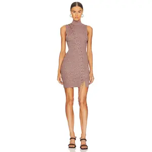 JONATHAN SIMKHAI Cade Lace Up Dress in Mahogany Multi