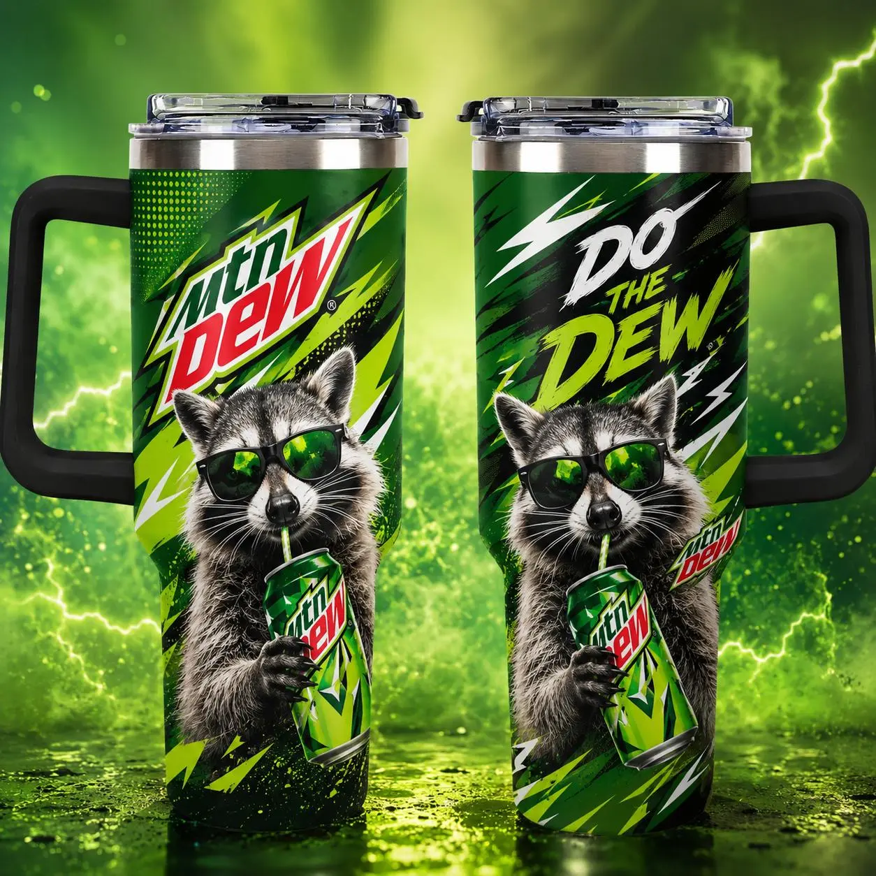 Fun Mountain Dew Tumbler Raccoon Lover Gift Do The Dew Mug Beverage Travel Cup