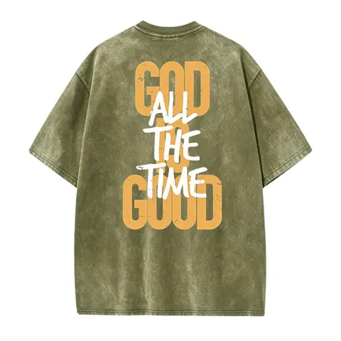 Women's Round Neck Short-Sleeve Casual Soft Solid Cotton Top - Smooth Seamless Graphic Christian T-Shirt, God is Good All The Time Bible Verse Religious Church Gift, Streetwear Style