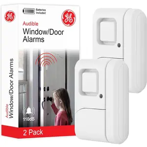 GE Personal Security Window and Door Alarm, 2 Pack, DIY Protection, Burglar, Chime/Alarm, Easy Installation, Home Security, for Home,, Apartment and More, White, 45115
