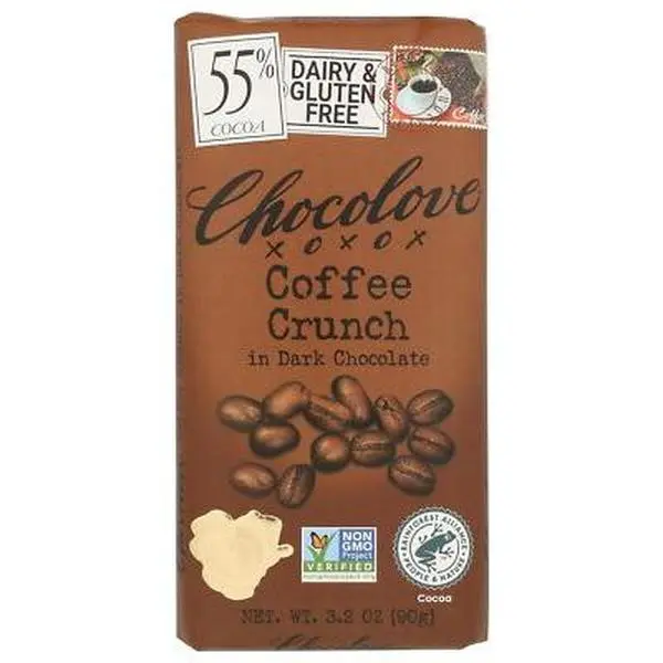 Chocolove Dark Chocolate Coffee Crunch Bars, 3.2 oz, Pack of 2