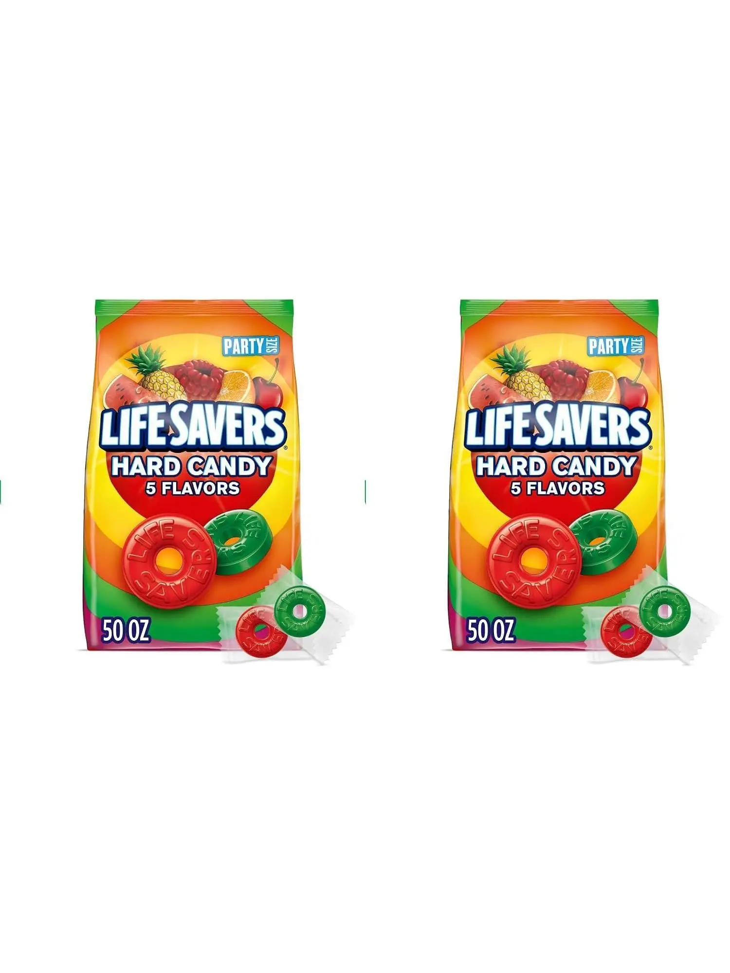 LIFE SAVERS 5 Flavors Hard Candy, Party Size, 50 oz Sharing Bag | Five fruity hard candy flavors, individually wrapped candies for road trips, candy bowls, candy dish, sharing, party favors