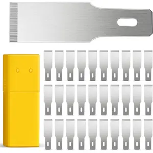 Size 18 SK5 Carbon Steel Chiseling Blades No Handles Square Chisel Tip Knife Blades with Plastic Storage Boxes for Craft Carving Shaving Cutting 30 Pack
