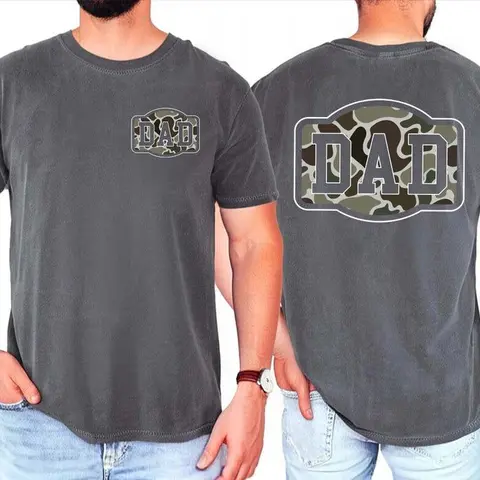 Comfort Colors Camouflage Dad Shirt, Retro Dad T-shirt, Dad Tee, Gift For Dad, Varsity Dad Shirt, Duck Camo Fathers TShirt, Fathers Day Gift
