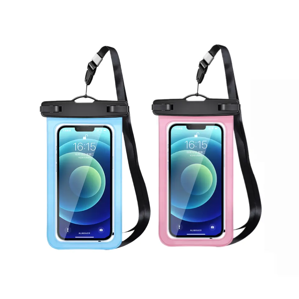 2-piece waterproof phone pouch set with a transparent waterproof phone case strap, suitable for iPhone, winter swimming, cruises, diving, kayaking, soaking in hot springs, and as an essential dry bag for spa treatments.
