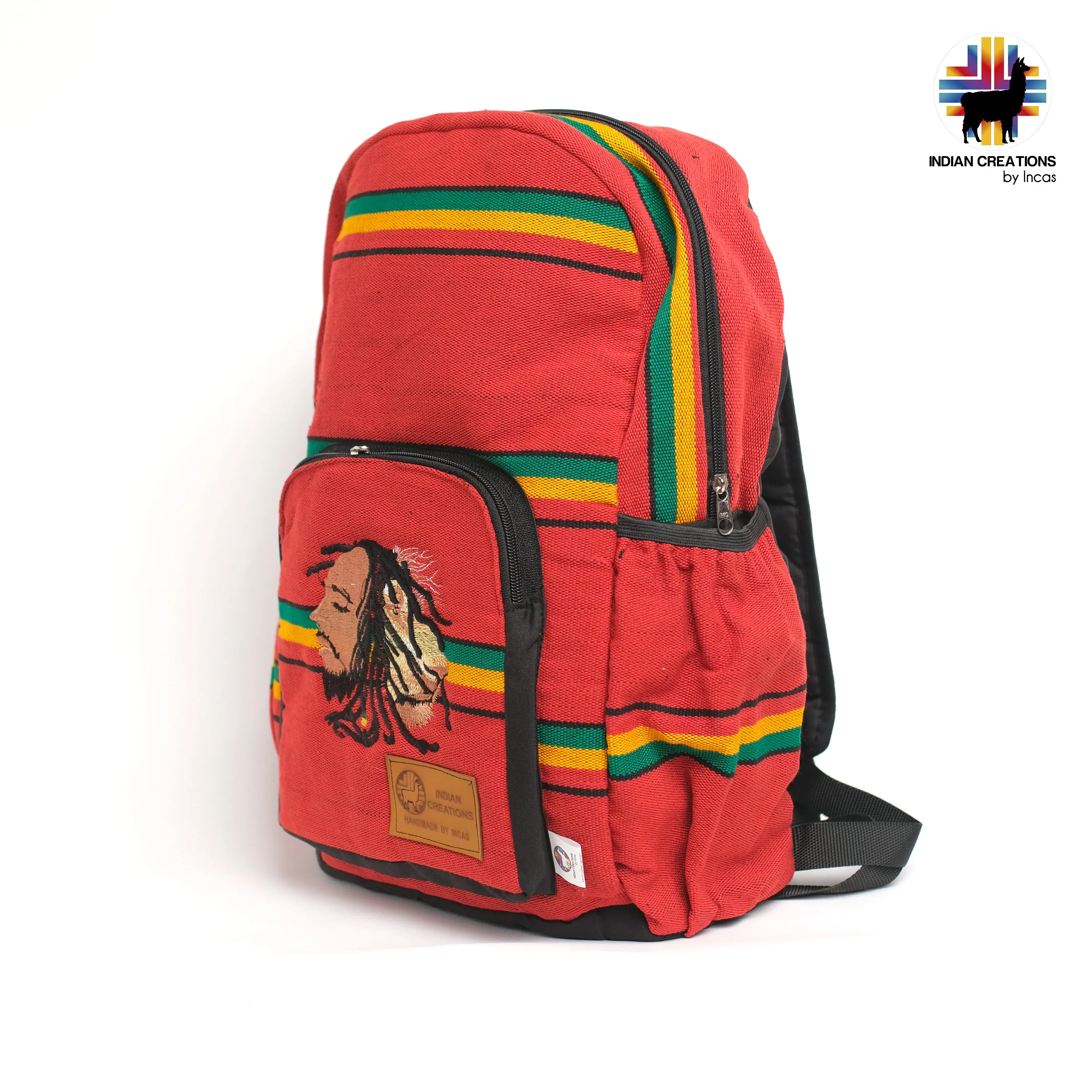 Handmade Backpack (Rasta Lion) unique, accessible. Lightweight. Machine washable!