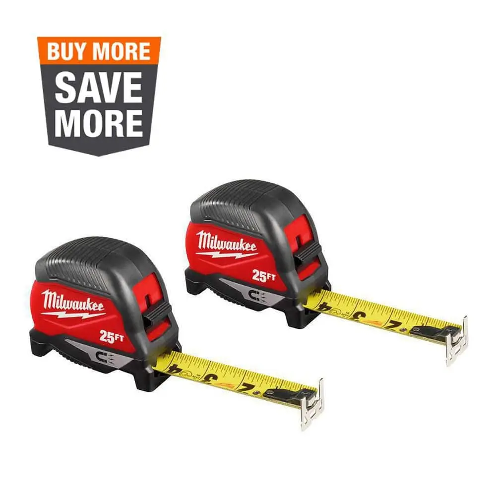 25 ft. Compact Magnetic Tape Measure (2-Pack)