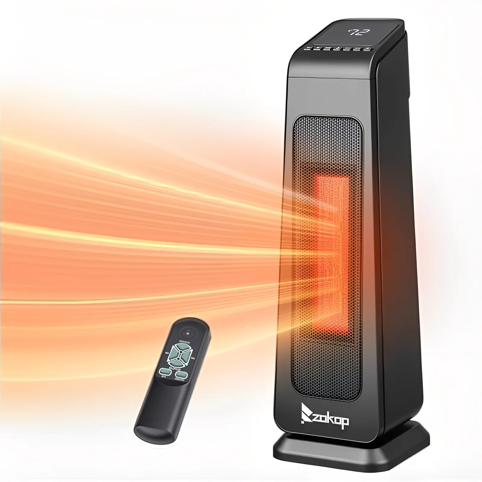 Winado 23''H Electric Space Heater w/Remote Control, Portable Tower Heater w/ 70° Oscillating, Timer, Adjustable Thermostat, Tip-over & Overheat Protection for Indoor Use Bedroom Living Room, 1500W