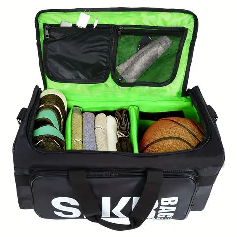 1pc Extra-Large Versatile Nylon Travel Duffel Bag - Spacious Gym Bag with Shoe Compartment, Sturdy Luggage Handbag for Sports Enthusiasts and Frequent Travelers - Durable, Water-Resistant, and Easy to Clean Multifunctional Multifunctional