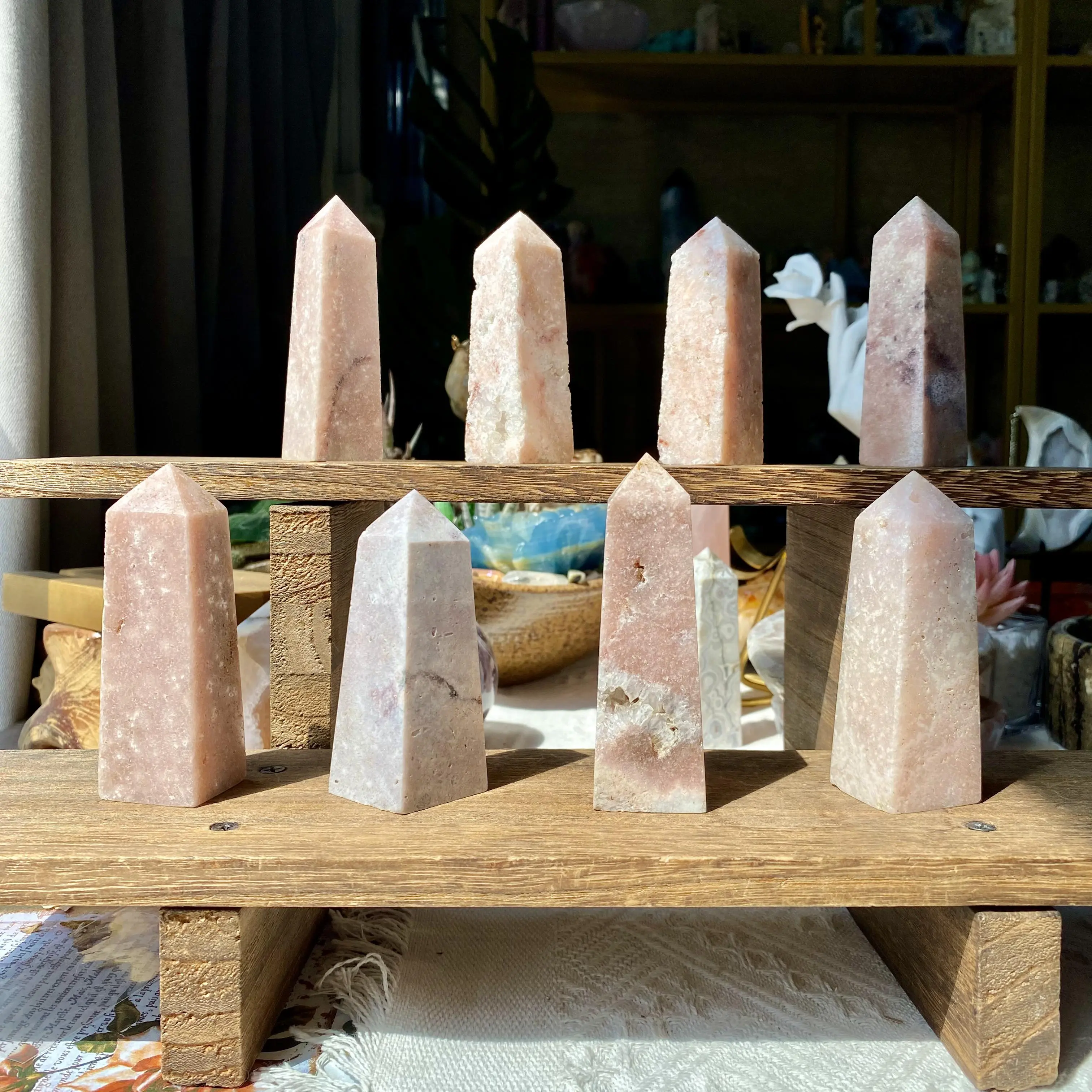 Natural Crystal Pink Amethyst Points Collection