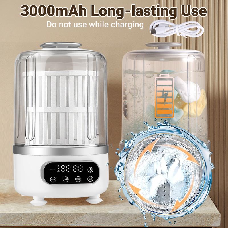 3L Portable Washing Machine,3 In 1 Portable Washer-Dryer Combo, Home Mini Underwear-Specific Washing Machine，3 Modes 3000mAh Laundry Machine for apartments, dormitories, travel, and hotels (White)