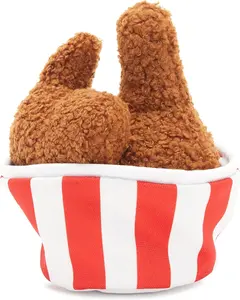 Barkbox Rip and Reveal Dog Toy - 2-in-1 Plush Squeaky Bucket o' Fried Licken for Interactive Play