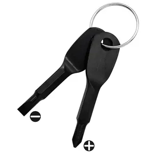 2 in 1 Keychain Screwdriver Set, Multifunctional Screwdriver, 1 Set Mini Pocket Phillips and Flat Head Screwdriver with Key Ring, Outdoor Survival Emergency Handy Tool, Portable