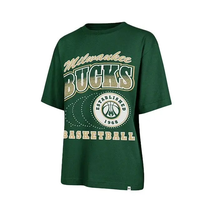 Women's '47 Brand Foundation Shimmer Shot Milwaukee Bucks T-Shirt