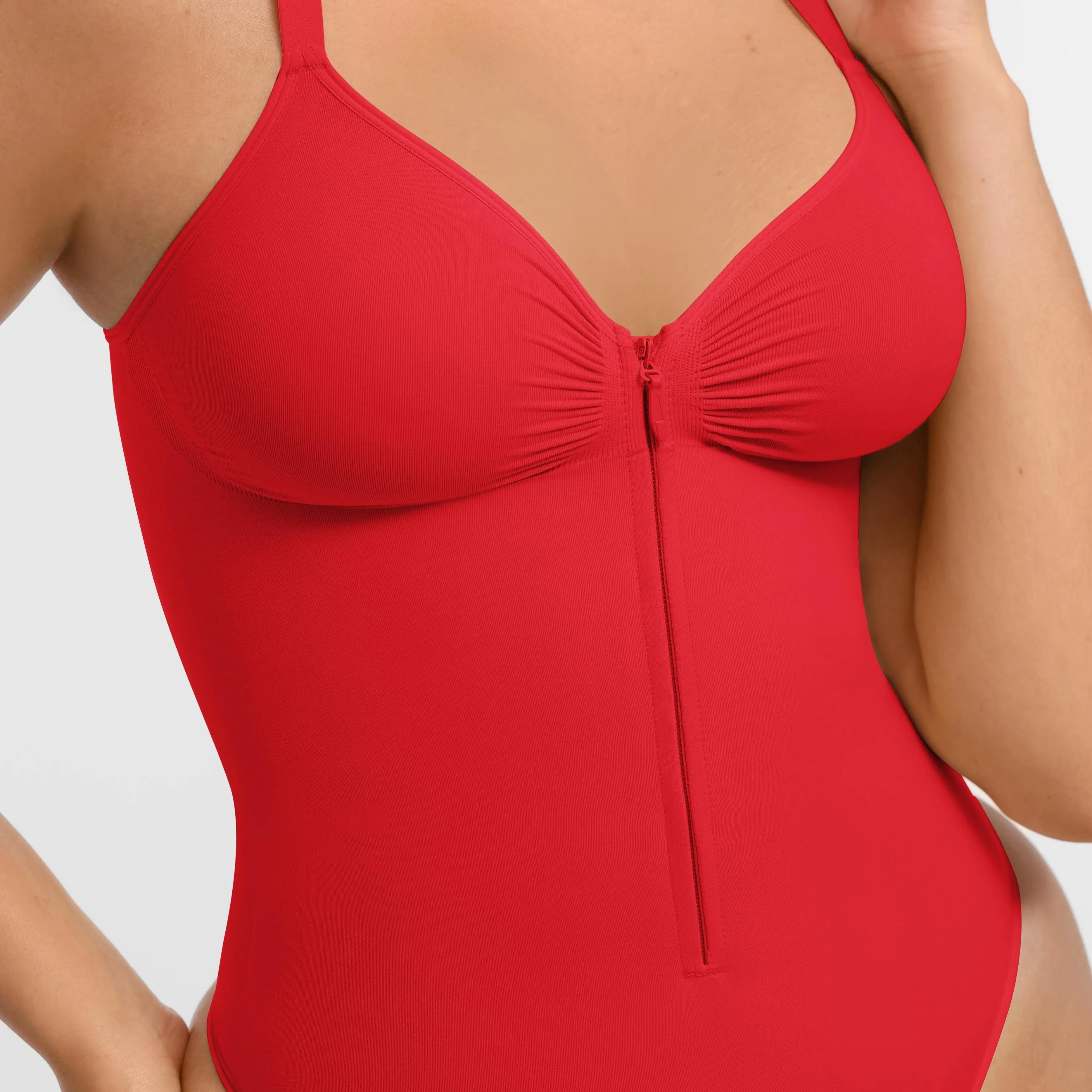 FeelinGirl Seamless Covered Bust Jumpsuit Thong Bodysuit Peach heart collar Fit Womenswear Comfort Shapewear Breathable Comfortable Day Sleeveless Cor