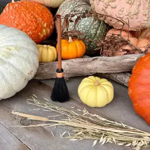 9" Orange Wash Wood Broom