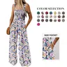 Dokotoo Women's Casual Loose Overalls Jumpsuits One Piece Sleeveless Printed Wide Leg Long Pant Rompers With Pockets Bohemian Womenswear