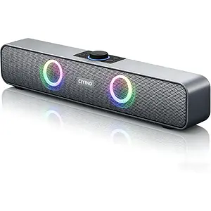 Bluetooth Speaker, Bluetooth Soundbar with 1200mAh Battery, Wireless Speakers, RGB Soundbar Supports 3.5mm AUX/TF/USB/Bluetooth for Indoor, Home and Party (Black)