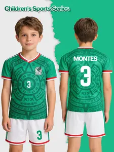 Green V-neck football suit for boys, name MONTES, number 3. A comfortable and breathable two-piece jersey, Soccer Jersey, for matches and sports, suitable for outdoor exercise, school team equipment, and a great gift for festivals.