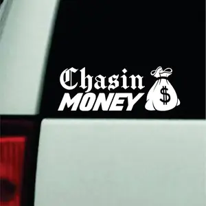 Chasin Money Car Decal Truck Bumper Sticker Window Windshield Vinyl JDM Blue Collar Men