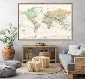 Academia Maps - World Map for Wall - Antique Oceans World Map - 36" x 24" Poster Print - Highly Applicable for Classrooms and Study Spaces - Wall Map of the World