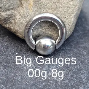 Silver 316L Surgical Steel Spring Loaded Captive Bead Ring Septum Ear Plug Horseshoes Gauges 00g 0g 2g 4g 6g 8g big nose stretched heavy cbr