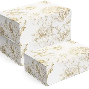 3-Pack Luxury Gold Floral Keepsake Gift Boxes – Magnetic Closure Decorative Boxes for Weddings, Bridal Gifts, and Special Memories – 11.5" x 7.5" x 3.5"