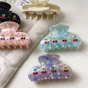 French Grab Niche Hair Clip - Diamond-Set Acrylic Clip - Cute Cherry Pie Shark Claw with Demetra Style