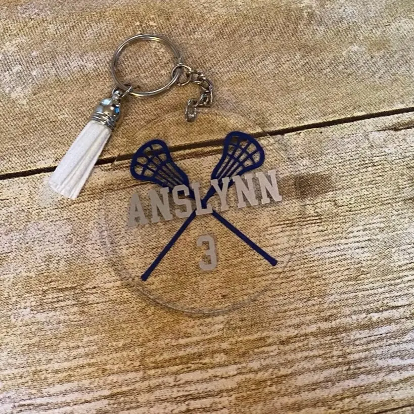 Customized Lacrosse Keychain with Name and Number