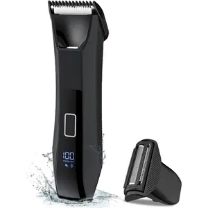 2-in-1 Manscape Trimmer for Men,Body & Groin Hair Trimmer for Men,Bikini Trimmer Women- Wet/Dry Electric Razors for Smooth No-Nick Shaving,IPX7 Waterproof Ball Shaver,LED Display,Black