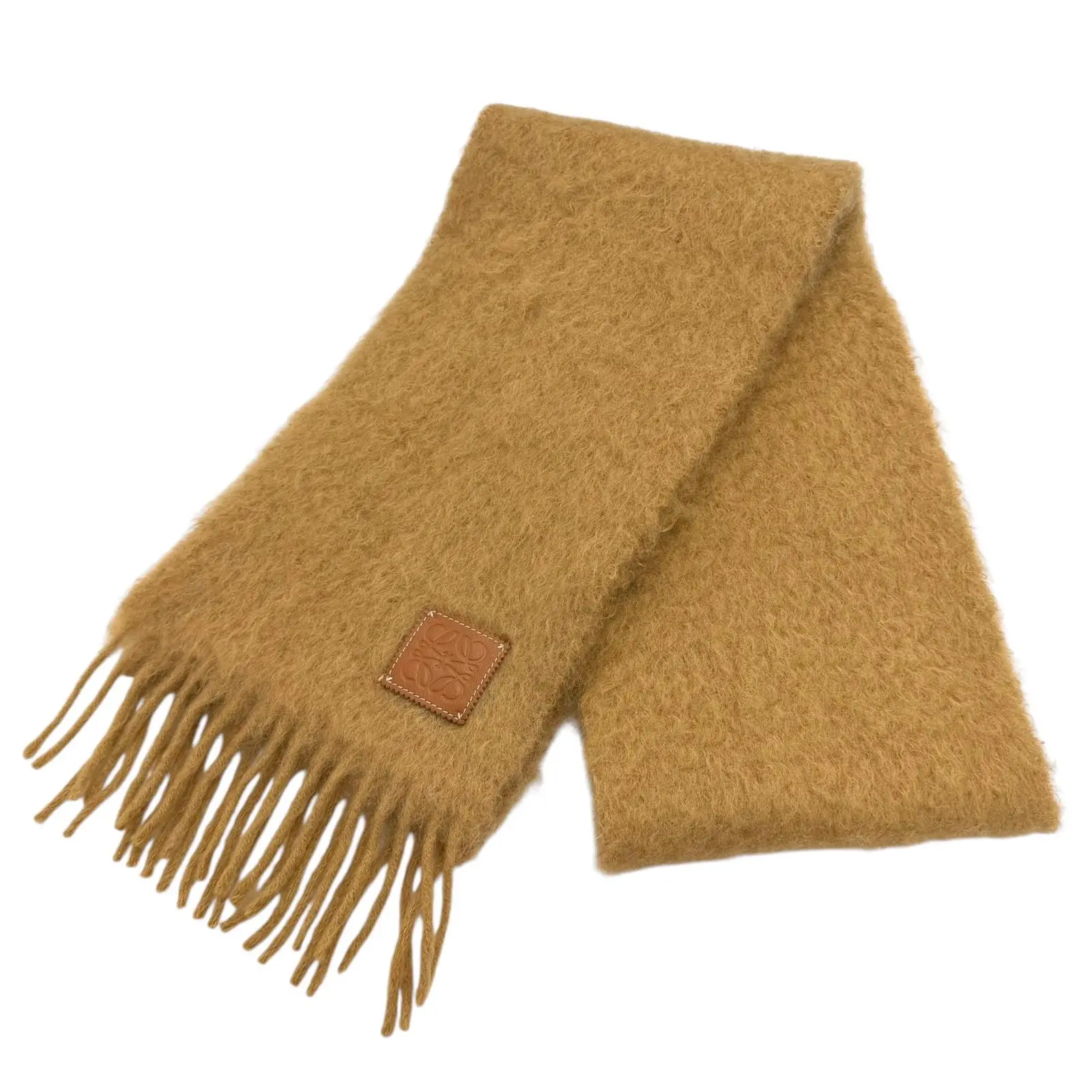 Pre-owned Loewe Wool Small Leather Goods Anagram Mohair Scarf