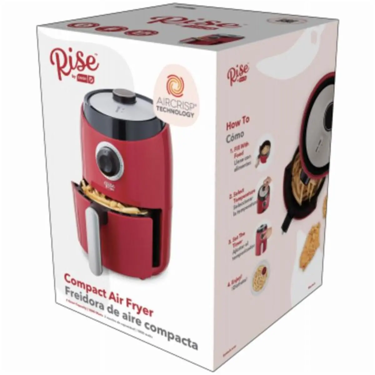 StoreBound Compact Air Fryer - Red, 10x8x12 inch, 5.6 lbs, Standard Plug, Plug In, Oil-Free Cooking, Cooks Sweet Potato Fries, Ideal for Single Serving Meals