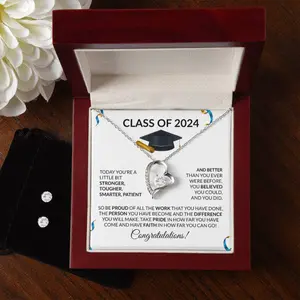 Class of 2024 Graduation Heart Necklace and Earring Gift Set, Perfect for Birthday, Christmas, Graduation, Elegant & Trendy Necklaces for Every Occasion - Perfect for Gifts, Daily Wear, or Special Events | Shop Now!