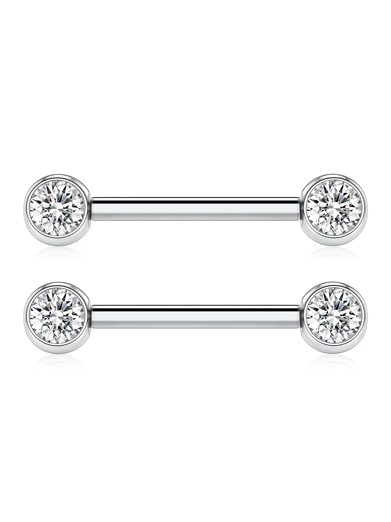 Two-Piece Tongue Ring & Nipple Piercing Jewelry Set, 14g Stainless Steel, Durable Body Accessories, Casual Style, All Seasons, Piercings Kits