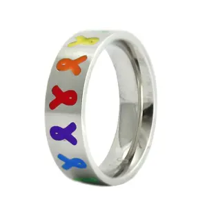Autism Awareness Ring with Colored Ribbons